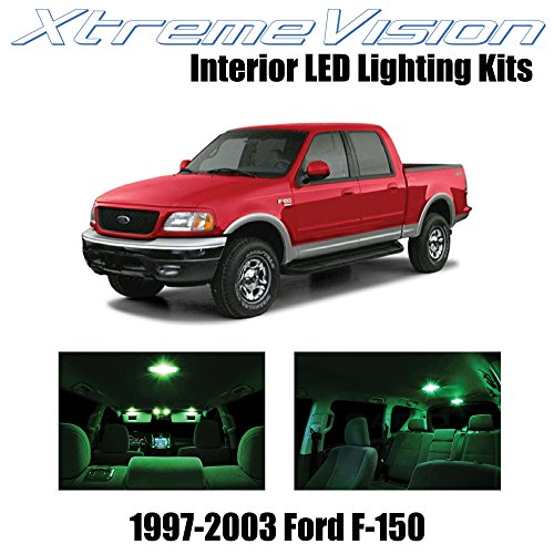 XtremeVision Ford F-150 1997-2003 (10 Pieces) Green Premium Interior LED Kit Package + Installation Tool