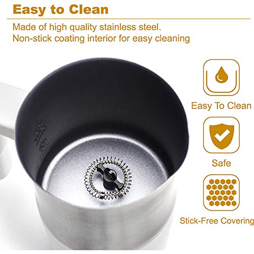 Milk Frother, Huogary Electric Stainless Steel Milk Steamer and Frother with Hot or Cold Milk Foam, Automatic Milk Warmer - Thumbnail 2