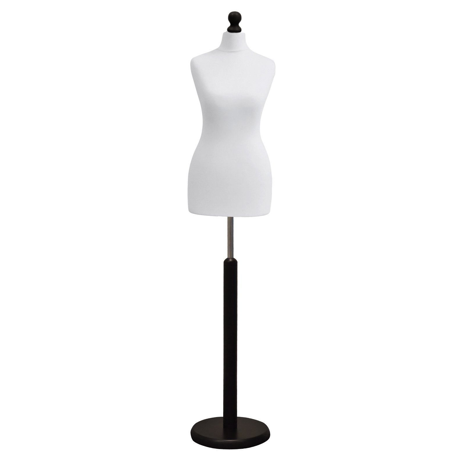 Female Tailors Dummy White Size 8/10 Dressmakers Fashion Students Mannequin Display Bust With A Black Wood Round Base