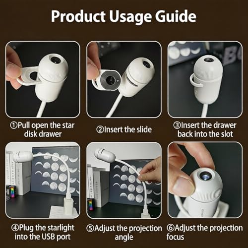 2-in-1 Starry Night Light Projector, with 12 Projection Films, 360° Adjustable Brightness Control Eye‑Caring LED Night Light for Kids Adults Bedroom Home Ceiling Car Decor Gift