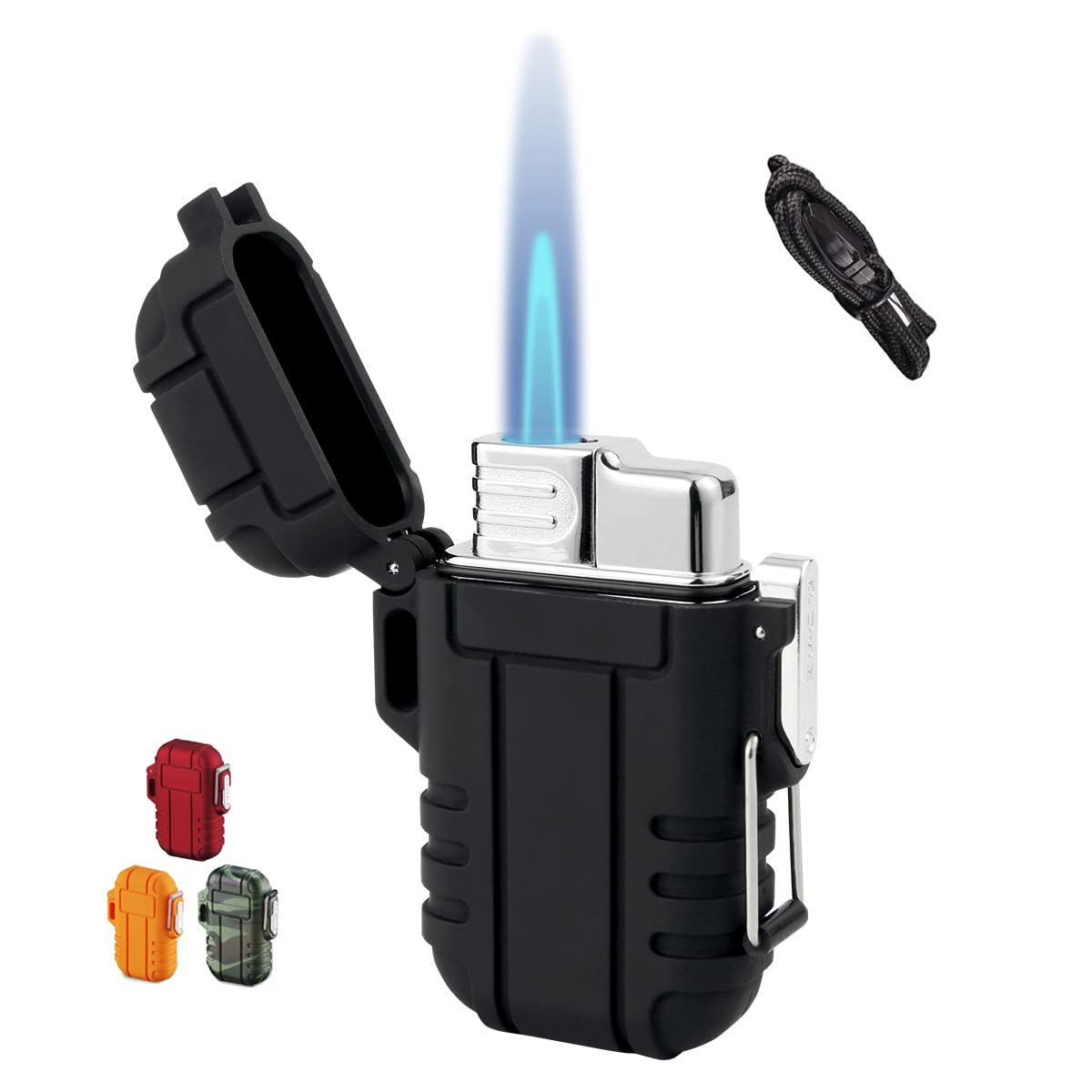 BTXYM Torch Lighter with Safety Lock, Refillable Butane Lighter, Waterproof and Windproof, Adjustable Jet Flame, Black