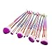 Mermaid Makeup Brush Set Iskas 10pcs Make Up Brushes Kit Soft Nylon Bristles Foundation Blending Blush Concealer Cosmetics Beauty Tools - Multicolor Gradient