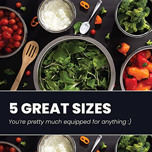 WHYSKO Stainless Steel Mixing Bowls With Lids Set, 5 Sizes Nesting
