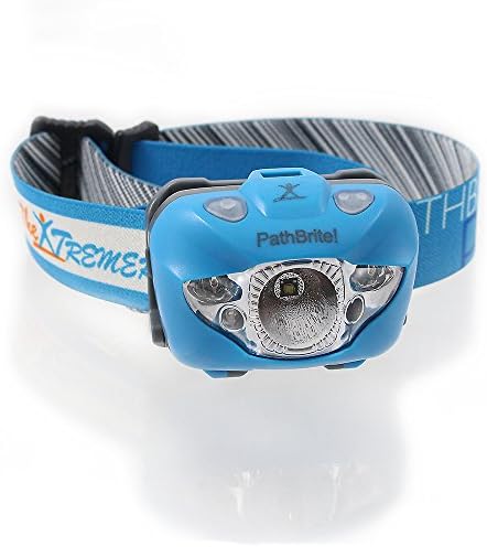 PathBrite Headlamp Flashlight, Best for Outdoor/Indoor Activities, Hand-free Sensor On/Off, 3 Modes White CREE, LED Red Light, Emergency Flashing, Extreme Bright, Fit, Blue Sky
