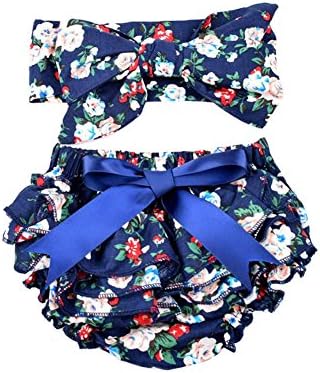 Hollyhorse 100% Cotton baby ruffle bloomers Diaper Covers in a Variety of colors &amp; sizes (L(12-24m), blue)