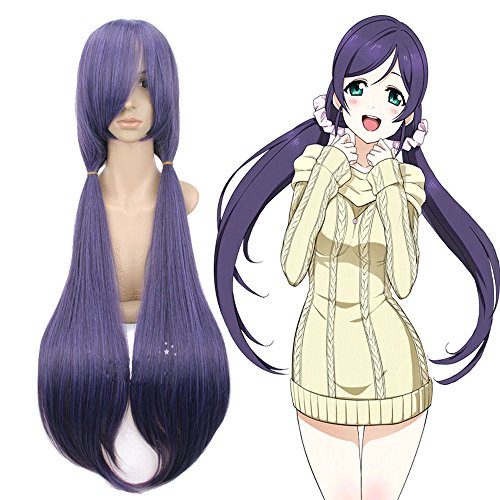 Love Live Nozomi Tojo Wigs for Women Long Straight Purple Anime Cosplay Party 31.5"