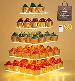 Jusalpha 5 Tier Square Cupcake Stand - Premium