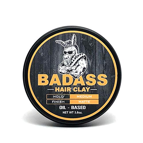 Badass Beard Care's Badass Hair Styling Oil-based Premium Hair Clay - All Natural, Medium Hold & Matte Finish Hair Clay