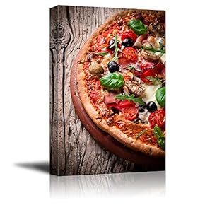 Delicious Italian Pizza Served on Wooden Table Wall Decor