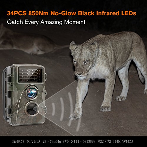 TECBEAN-Trail-Camera-12MP-1080P-Full-HD-Hunting-Game-Camera-34PCS-850NM-No-Glow-Black-Infrared-LEDs-With-Night-Vision-Up-To-65-Feet-for-Wildlife-Monitoring