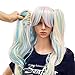 SWACC Long Curly Double Claw Clip on Ponytail Wig Synthetic Pastel Colorful Cosplay Daily Party Wig for Women and Kids with Wig Cap (Multi-Color Pink/Blue/Blonde-2)thumb 2