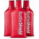Liquid Spectrum Reusable Wine Protector Travel Bag by Bottle Shield (3-Pack) - Bubble Cushioning Wrap Suit - Unbreakable Bottle Sleeve, Leak Proof - Wine Tote Bags Accessory for Suitcase Luggage, Red