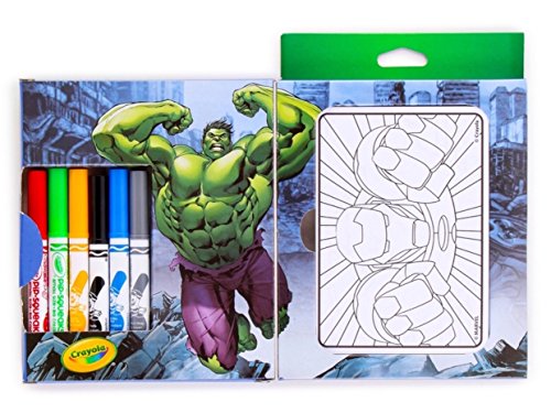 Crayola Avengers 80 Mini Coloring Pages with 6 Markers set For Boys