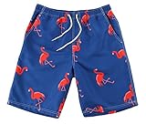 WUAMBO Athletic Men's Quickly Drying Board Shorts Flamingo Printed Swim Trunk