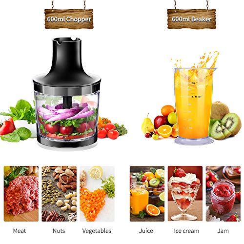 Immersion Hand Blender, 4-in-1 Multifunctional Handheld Blender with Ballon Whisk,20oz Chopper Bowl and BPA-Free Beaker for Baby Food,Smoothies,Sauces,Soup [FDA/ETL Approved]-2 Years Warranty - Thumbnail 6