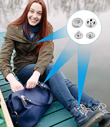 image for Snap Buttons, Paxcoo 150 Sets Leather Snap Fasteners Kit, 12.5mm Metal