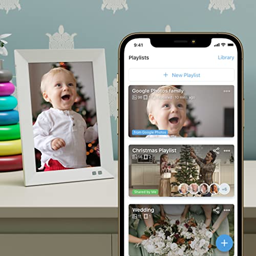 Nixplay 10.1 inch Smart Digital Photo Frame with WiFi (W10F) White