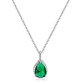 Desnuage Teardrop Pendant Necklace for Women - Sterling Silver Birthstone Crystal Necklace Gift