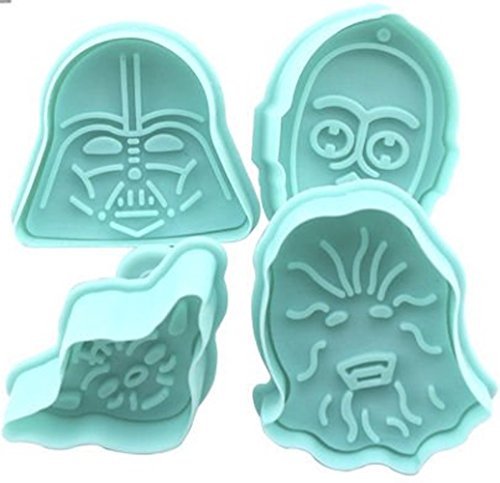Set of 4 Star Wars Plunger Cookie Cutters: Darth Vader, C-3PO, Yoda and Chewbacca - //coolthings.us