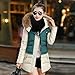 Lingswallow Women Winter Color Block Long Down Coat with Fur Hooded Jacket