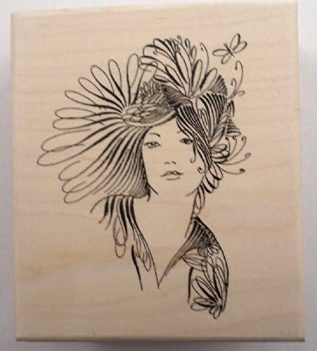 Stampington And Co Lady Of Grace Whimsical Woman Wood Mount Rubber Stamp #S7354