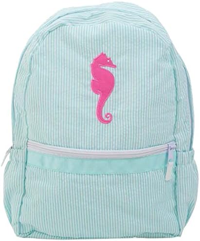 Palm Beach Crew Seersucker Backpack or Mini Collection, Aqua/Seahorse b