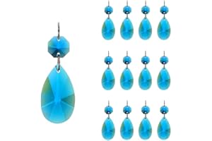 GOLDENHAITAI 12pcs 38mm Crystal Chandelier Prisms Parts with Glass Octagon Beads Chain for Chandeliers, Wedding Party, Christmas Decoration.