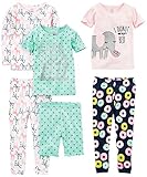 Simple Joys by Carter's Toddler Girls' 6-Piece Snug Fit Cotton Pajamas, Donuts/Zebra/Dots, 2T