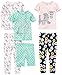 Simple Joys Toddler Girl's 6 piece Snug Fit Cotton Pajama Set Sleepwear, Donuts/Zebra/Dots, 2T