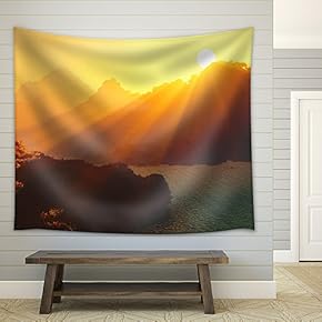 Sunset in The Deep Jungle - Fabric Wall Tapestry Home Decor - 51x60 inches