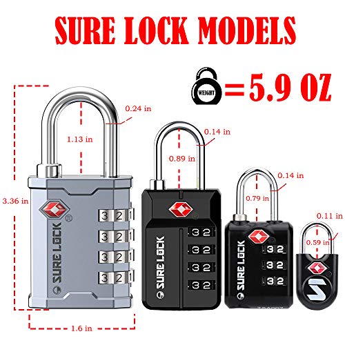 SURE LOCK TSA Accepted Combination Luggage Padlock for Gun Cases