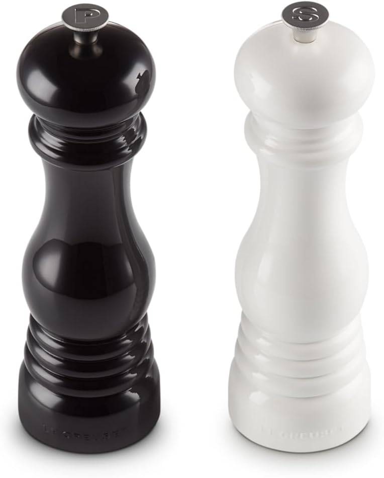 Le Creuset Classic Adjustable Salt Pepper Mill Set Black White 40g