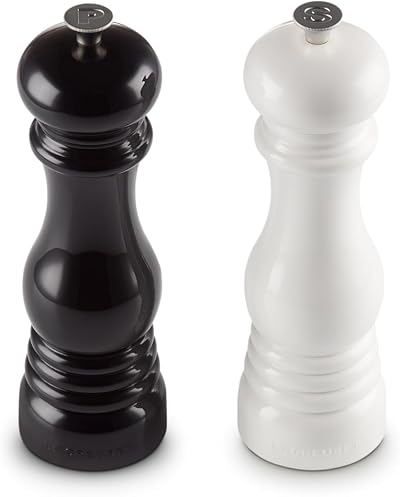 Le Creuset Classic Adjustable Salt Pepper Mill Set Black White 40g