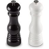 Le Creuset Salt and Pepper Mill Set, 8" x 2 1/2" each, Black & White