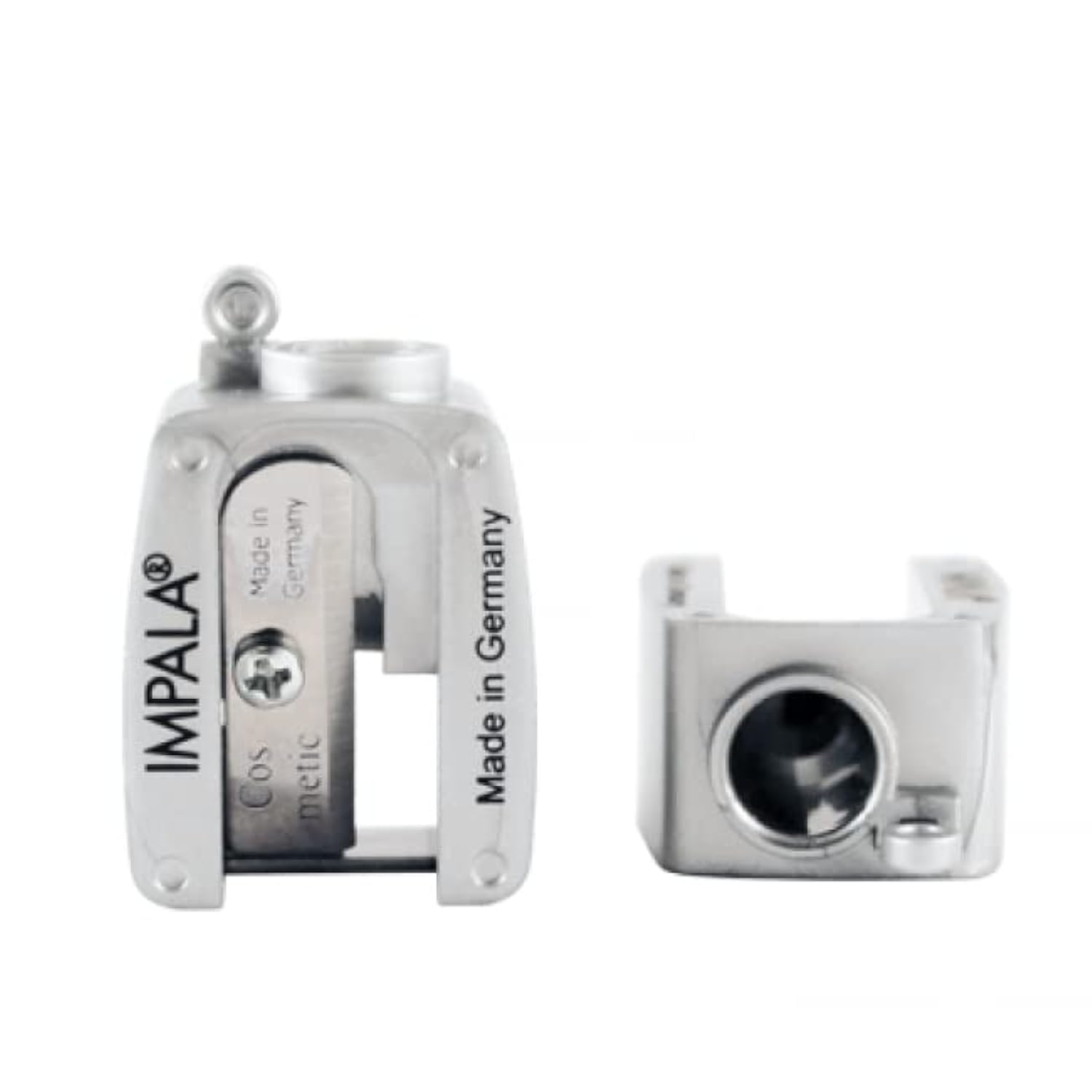Impala | 2-Piece Precision Cosmetic Pencil Sharpener Set by Impala | Manual Single Hole Pencil Sharpener | Used for Sharpening Cosmetic Eyebrow Pencil | Eye Pencil | Eye Liner | Lip Liner