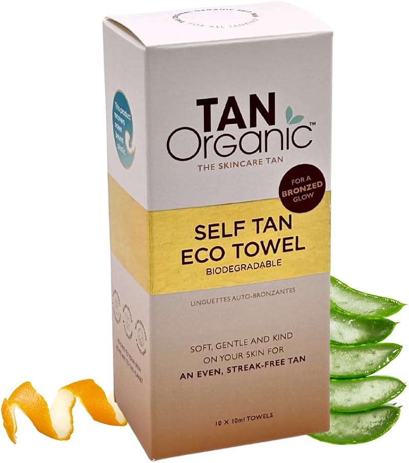 TanOrganic Self Tan Eco Towels 10 Pack Face Body Wipes Streak Free Natural