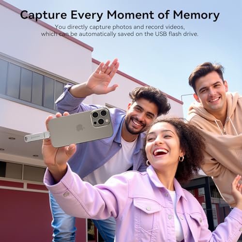 LESOGE MFi Certified 256GB USB C & Lightning Memory Stick - Dual Interface Flash Drive with USB C Adapter, iPhone External Storage, USB 3.0 High-Speed for Photos/Videos (iOS/Android/PC/Mac)