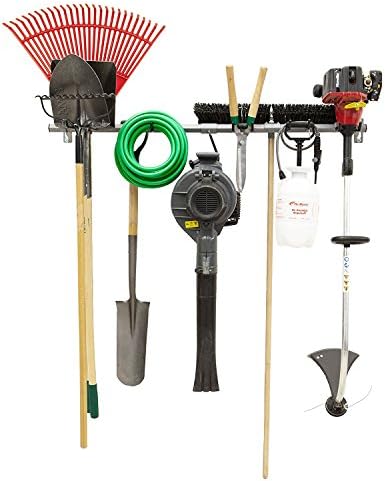 Most Popular Heavy Duty Large Capacity Multi-Dimensional Steel Powder Coated Yard Garden Tool Hanging Storage Rack Organizer- Organize Tools Gardening Shovels Rakes Hoses More- 120 LB Capacity- Best