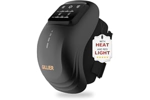 GILLIER Knee Massager Smart with Heat, Red Light and Massage Therapy, 3 Vibration Modes and 3 Heating Levels, 2025 Updated Edition, LED Vitality Joints Knee Massager, Gifts for Grandma & Grandpa, Black