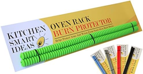 Silicone Oven Rack Burn Protector, High Heat Resistant, Prevent Nasty Arm and Wrist Burns, Food Grade, by Kitchen Smart Ideas, Set of 2, 5 Color Variations (Green)