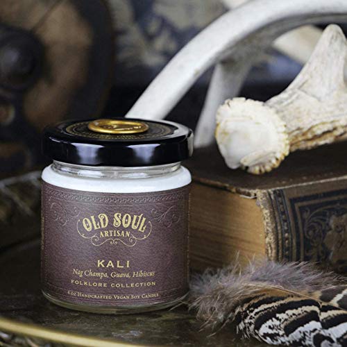 Goddess Kali - Nag Champa (sandalwood frangipani plumeria) Candle w/Guava, Hibiscus Scented Soy 4oz