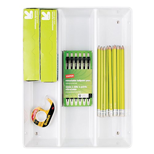 InterDesign Linus Grand Utensil Organizer for Flatware, Spatulas, Gadgets - 13.7" x 10.5" x 3", White