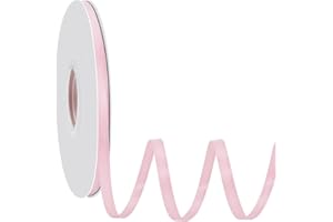 Yamkim Double Faced Polyester Light Pink Satin Ribbon 1/4 Inch 50 Yards Fabric Ribbons for Gift Wrapping Invitations Wedding 