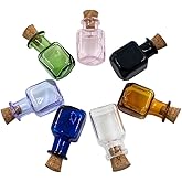 Jarvials 2ml Very Mini Rectangle Glass Color Bottles With Cork Colored Glass Bottles with Cork Stoppers Mix 7 Colors