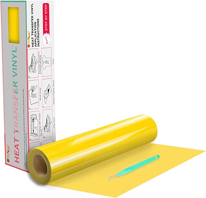 HTVRONT Heat Transfer Vinyl Yellow HTV Vinyl Rolls 12" x 20ft Yellow