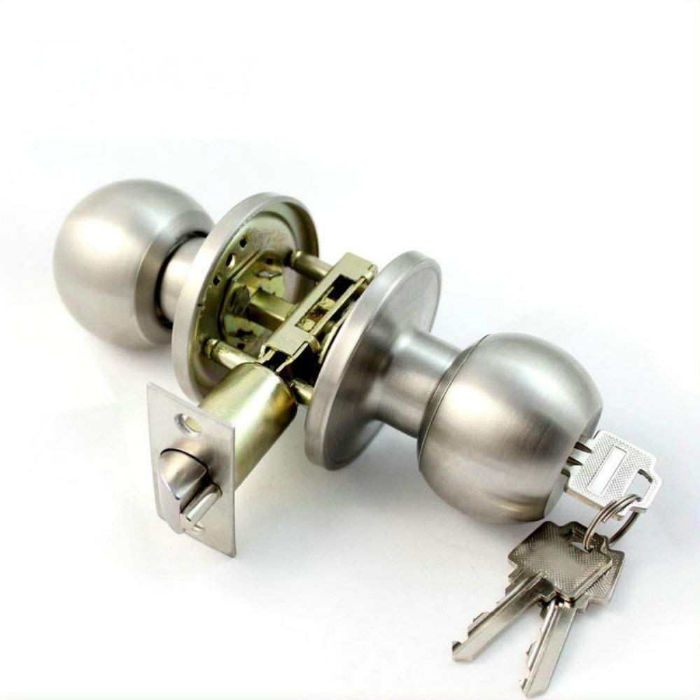 Ivoku Interior Door Knobs with Lock and Key Privacy Lock for Bathroom Bedroom Kitchen (Sanding Silver)