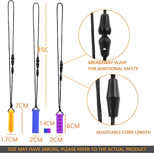 Sensory Chew Necklaces(6 Pack) for Kids with Teething, ADHD, Autism, Biting Needs, Oral Motor Chewy Teether, Silicone chewlery Jewellery Necklace for Boys&Girls (color2)