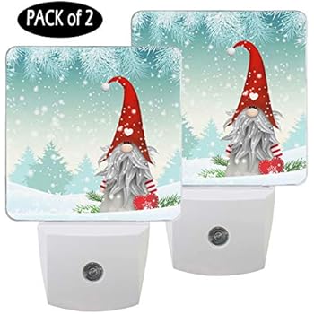 Wamika Merry Christmas Tree Santa Snowflake Led Night Light Plug in Set of 2 for Bedroom Bathroom Kitchen Hallway Stairs,Winter Nightlights Auto Senor Dusk to Dawn for Kids Adults Room Indoor Decor