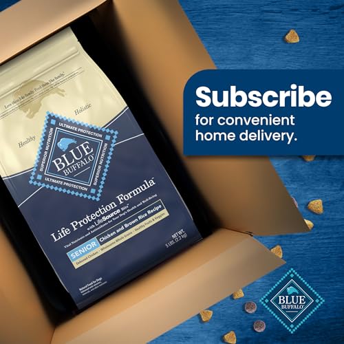 BLUE BUFFALO LIFE PROTECTION FORMULA SENIOR DRY DOG FOOD, SUPPORTS JOINT HEALTH AND MOBILITY, MADE WITH NATURAL INGREDIENTS, CHICKEN & BROWN RICE RECIPE, 5-LB. BAG