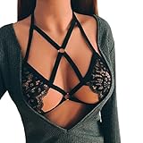 Nacome Women's Sexy Sheer Eyelash Lace Strap Crop Top Cami Bra Soft Bustier (Black, L)
